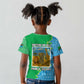 Tanzania Wildlife Kid T shirt - Tribal Print and Mount Kilimanjaro Safari Scene