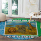 Tanzania Wildlife Round Carpet - Tribal Print and Mount Kilimanjaro Safari Scene