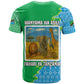 Tanzania Wildlife T shirt - Tribal Print and Mount Kilimanjaro Safari Scene