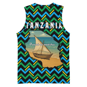 Tanzania Coastal Life Basketball Jersey - Swahili Dhow Boat and Tribal Pattern TS04