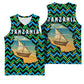 Tanzania Coastal Life Basketball Jersey - Swahili Dhow Boat and Tribal Pattern TS04