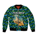Tanzania Coastal Life Bomber Jacket - Swahili Dhow Boat and Tribal Pattern