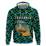 Tanzania Coastal Life Hoodie - Swahili Dhow Boat and Tribal Pattern