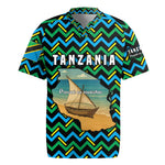 Tanzania Coastal Life Rugby Jersey - Swahili Dhow Boat and Tribal Pattern