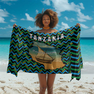 Tanzania Coastal Life Sarong - Swahili Dhow Boat and Tribal Pattern