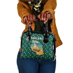 Tanzania Coastal Life Shoulder Handbag - Swahili Dhow Boat and Tribal Pattern