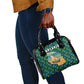 Tanzania Coastal Life Shoulder Handbag - Swahili Dhow Boat and Tribal Pattern