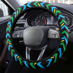 Tanzania Coastal Life Steering Wheel Cover - Swahili Dhow Boat and Tribal Pattern
