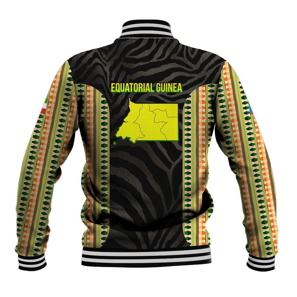 Equatorial Guinea Heritage Baseball Jacket - National Emblem and Tribal Zebra Print