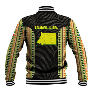 Equatorial Guinea Heritage Baseball Jacket - National Emblem and Tribal Zebra Print