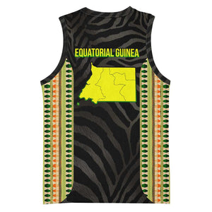 Equatorial Guinea Heritage Basketball Jersey - National Emblem and Tribal Zebra Print TS04