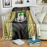 Equatorial Guinea Heritage Blanket - National Emblem and Tribal Zebra Print
