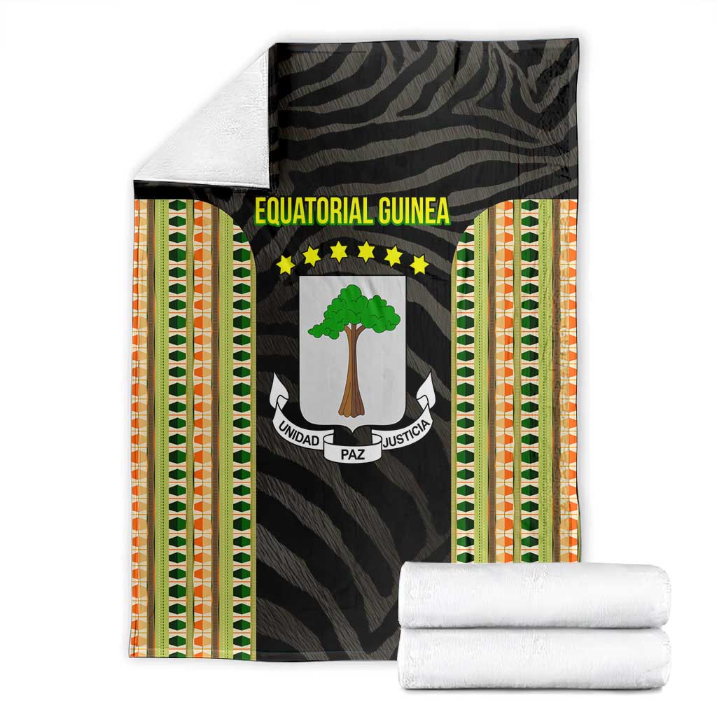 Equatorial Guinea Heritage Blanket - National Emblem and Tribal Zebra Print