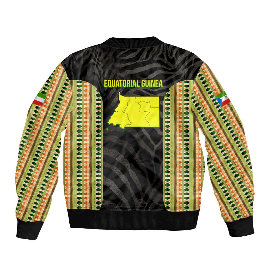 Equatorial Guinea Heritage Bomber Jacket - National Emblem and Tribal Zebra Print