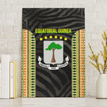 Equatorial Guinea Heritage Canvas Wall Art - National Emblem and Tribal Zebra Print