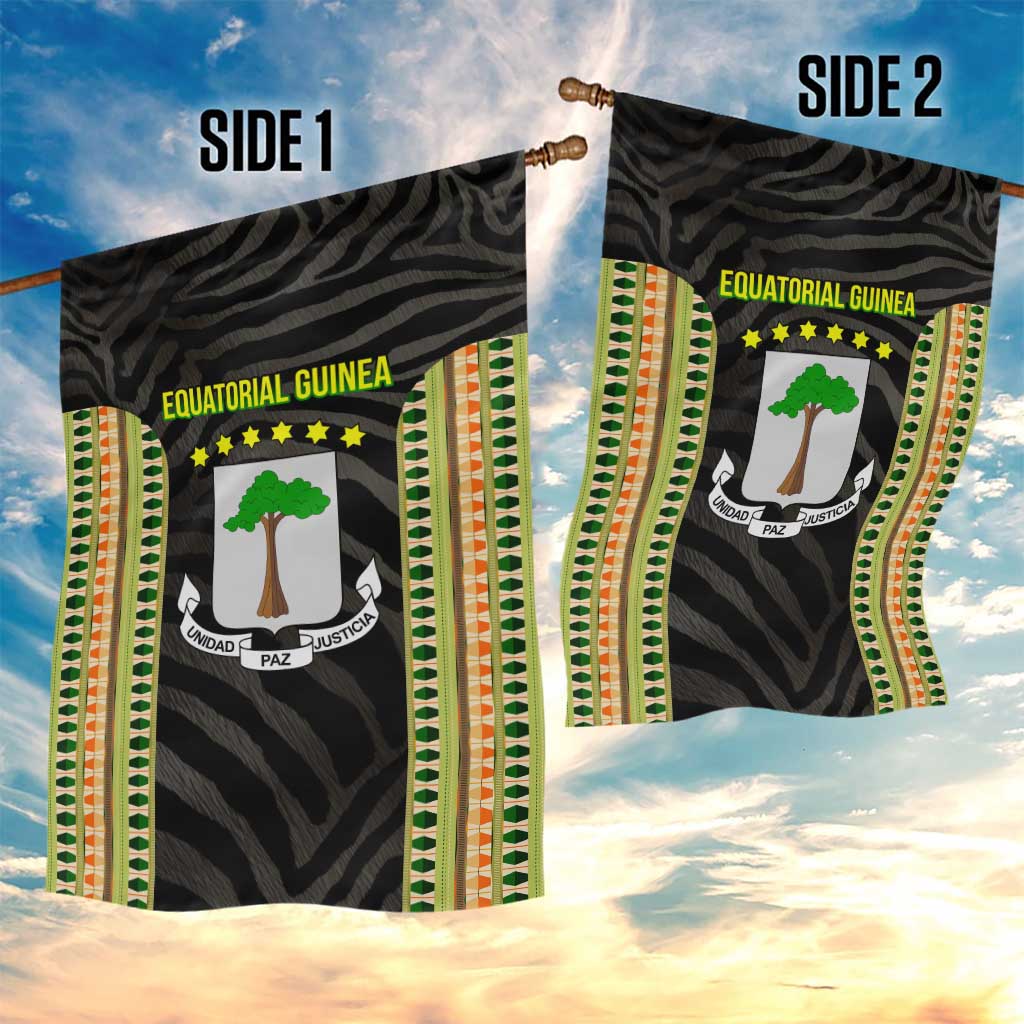 Equatorial Guinea Heritage Garden Flag - National Emblem and Tribal Zebra Print