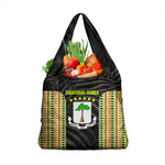 Equatorial Guinea Heritage Grocery Bag - National Emblem and Tribal Zebra Print
