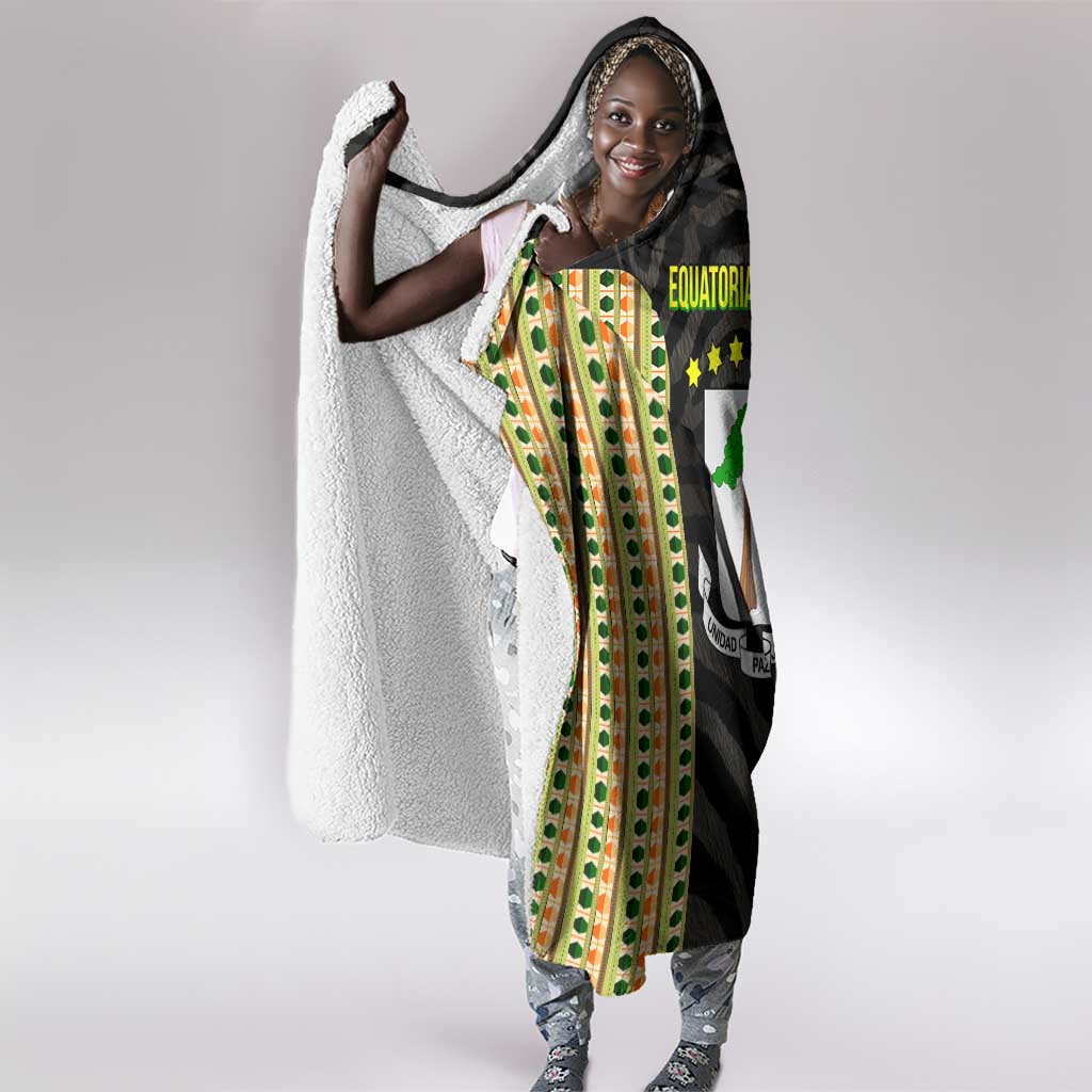 Equatorial Guinea Heritage Hooded Blanket - National Emblem and Tribal Zebra Print