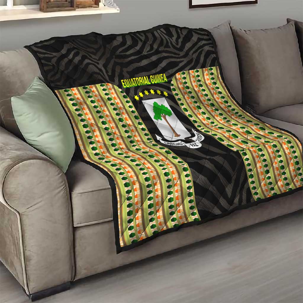 Equatorial Guinea Heritage Quilt - National Emblem and Tribal Zebra Print