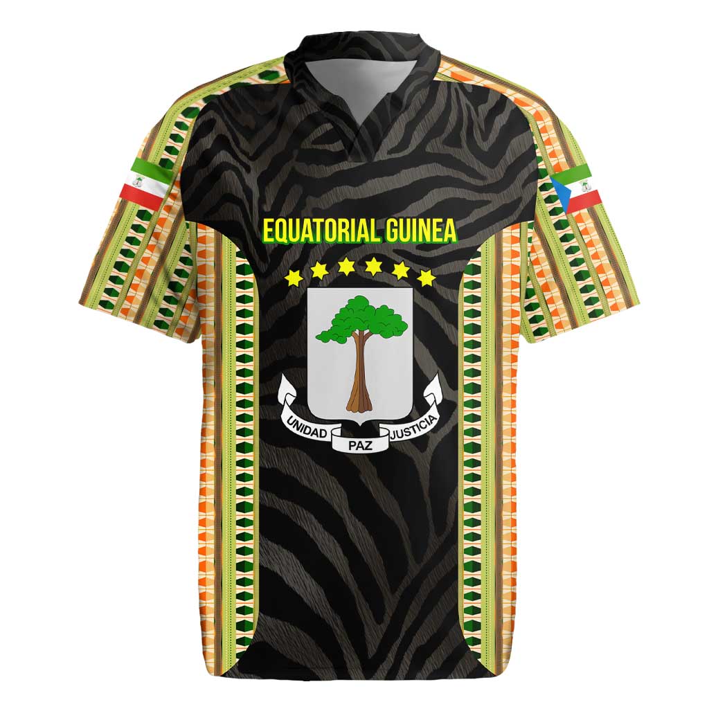 Equatorial Guinea Heritage Rugby Jersey - National Emblem and Tribal Zebra Print