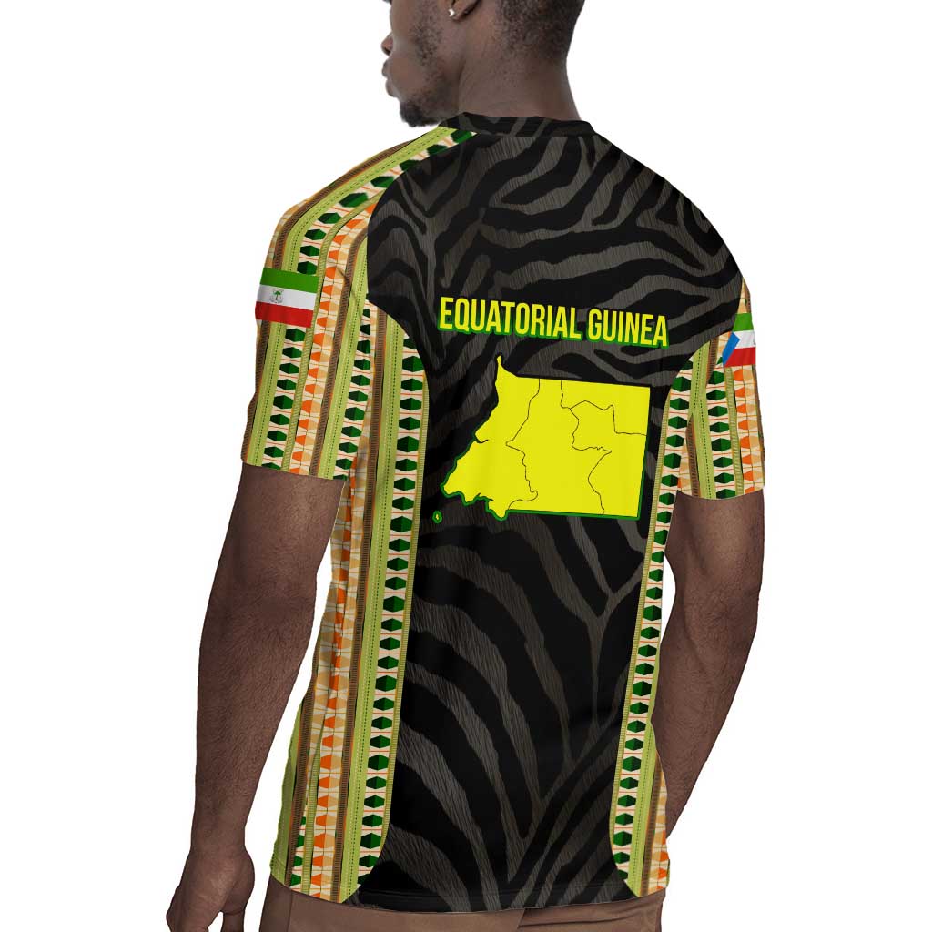 Equatorial Guinea Heritage Rugby Jersey - National Emblem and Tribal Zebra Print