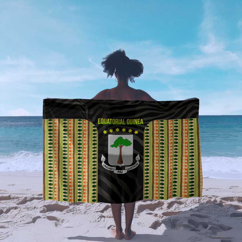 Equatorial Guinea Heritage Sarong - National Emblem and Tribal Zebra Print