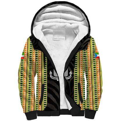 Equatorial Guinea Heritage Sherpa Hoodie - National Emblem and Tribal Zebra Print