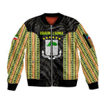 Equatorial Guinea Heritage Sleeve Zip Bomber Jacket - National Emblem and Tribal Zebra Print