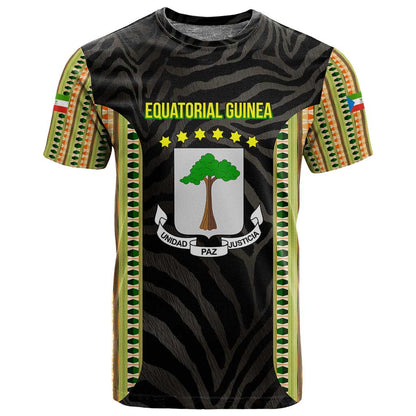 Equatorial Guinea Heritage T shirt - National Emblem and Tribal Zebra Print