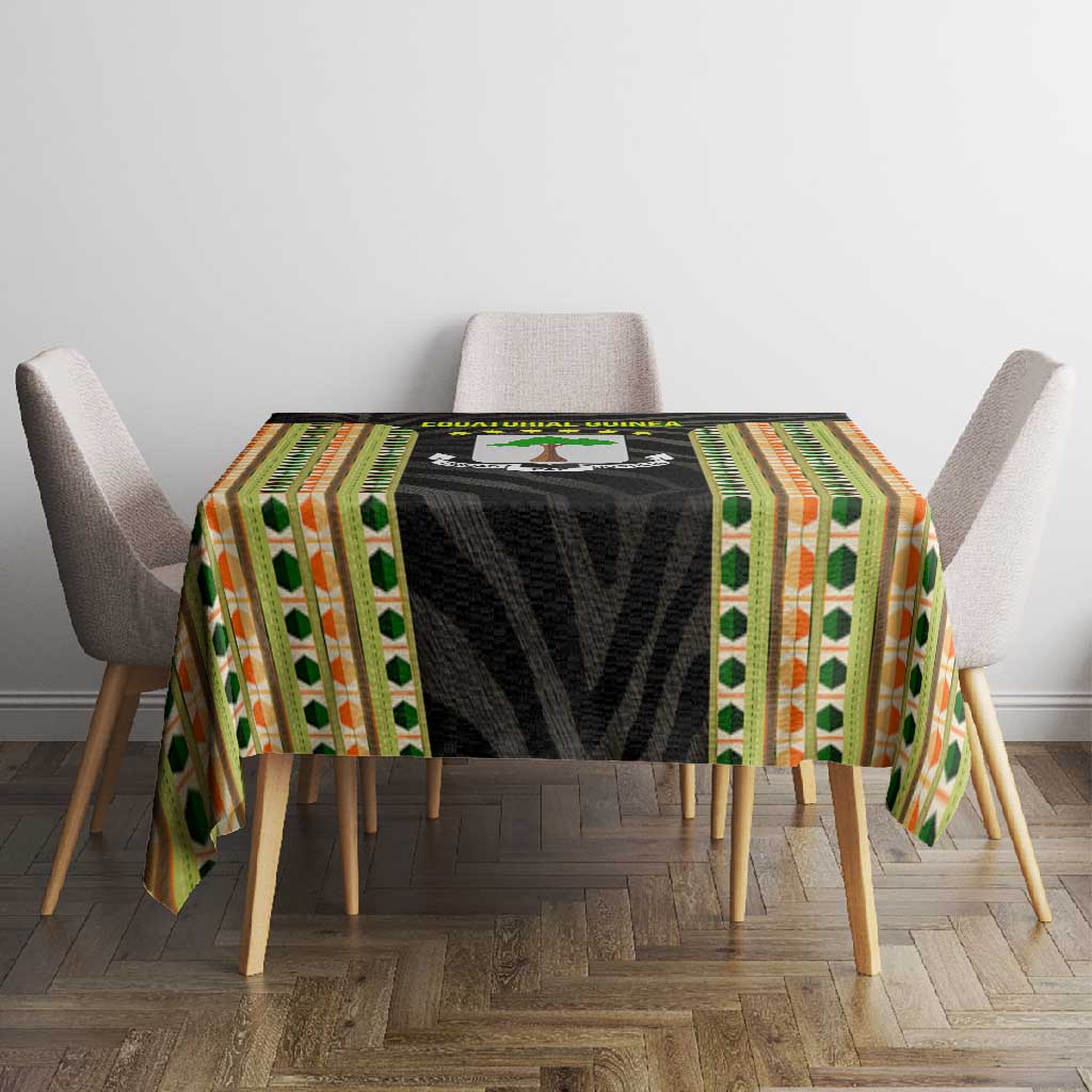Equatorial Guinea Heritage Tablecloth - National Emblem and Tribal Zebra Print