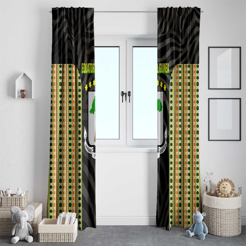 Equatorial Guinea Heritage Window Curtain - National Emblem and Tribal Zebra Print