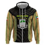 Equatorial Guinea Heritage Zip Hoodie - National Emblem and Tribal Zebra Print
