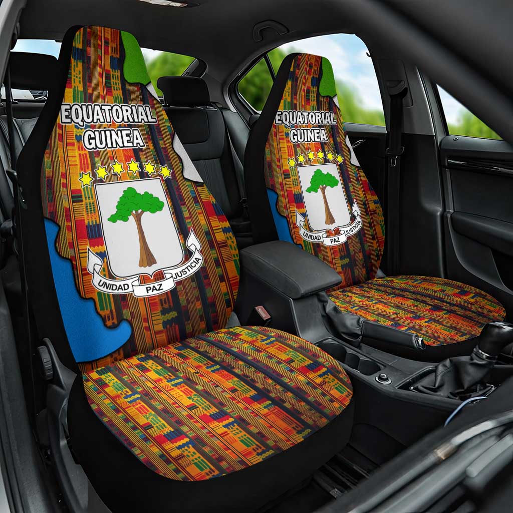 Equatorial Guinea Kente Car Seat Cover - Tribal Mask and National Coat of Arms