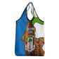 Equatorial Guinea Kente Grocery Bag - Tribal Mask and National Coat of Arms