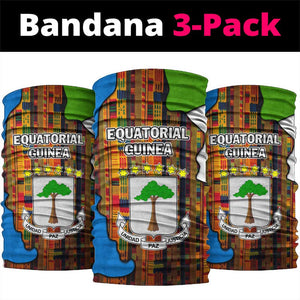 Equatorial Guinea Kente Neck Gaiter - Tribal Mask and National Coat of Arms TS04