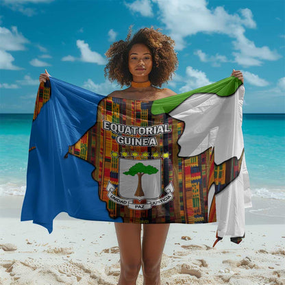 Equatorial Guinea Kente Sarong - Tribal Mask and National Coat of Arms