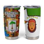 Equatorial Guinea Kente Tumbler Cup - Tribal Mask and National Coat of Arms