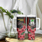Equatorial Guinea Elephant Tumbler With Handle - Hibiscus Flowers and Tribal Patterns