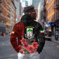 Equatorial Guinea Elephant Zip Hoodie - Hibiscus Flowers and Tribal Patterns