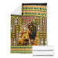 Equatorial Guinea Blanket - Lion Print and Traditional African Kente Patterns