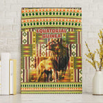 Equatorial Guinea Canvas Wall Art - Lion Print and Traditional African Kente Patterns