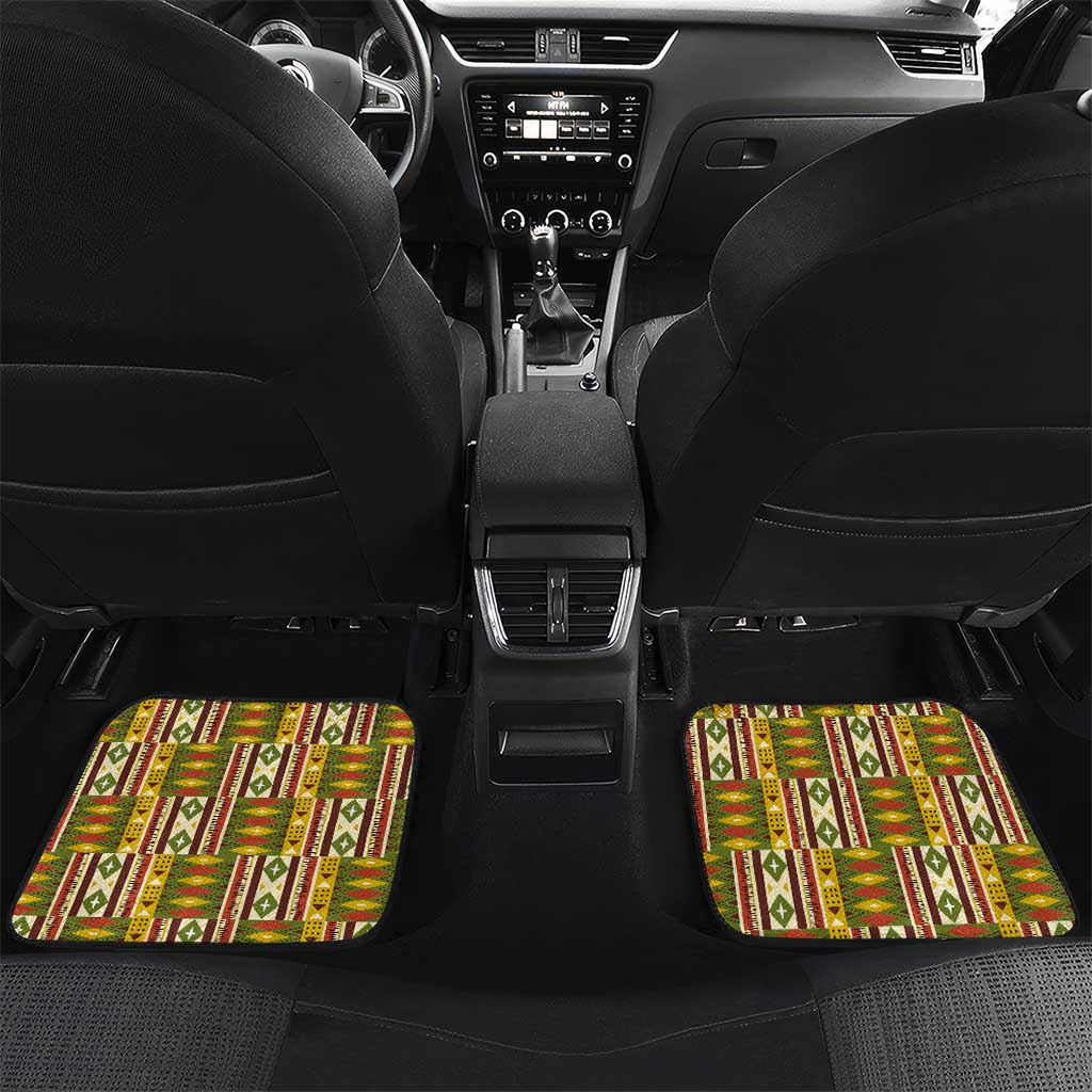 Equatorial Guinea Car Mats - Lion Print and Traditional African Kente Patterns