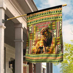 Equatorial Guinea Garden Flag - Lion Print and Traditional African Kente Patterns