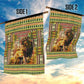 Equatorial Guinea Garden Flag - Lion Print and Traditional African Kente Patterns