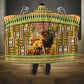 Equatorial Guinea Hooded Blanket - Lion Print and Traditional African Kente Patterns