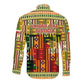Equatorial Guinea Long Sleeve Button Shirt - Lion Print and Traditional African Kente Patterns