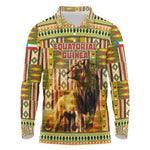 Equatorial Guinea Long Sleeve Polo Shirt - Lion Print and Traditional African Kente Patterns