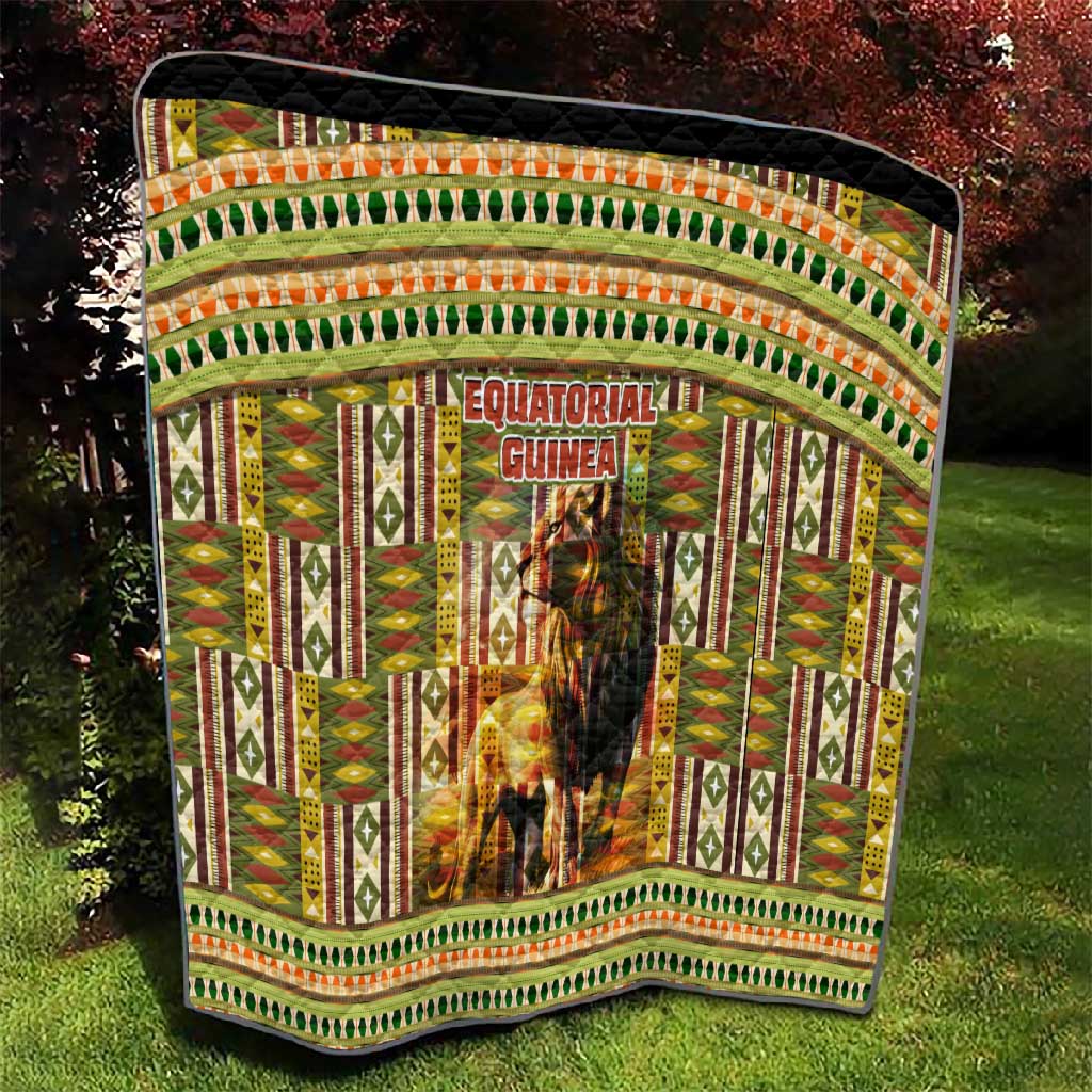 Equatorial Guinea Quilt - Lion Print and Traditional African Kente Patterns