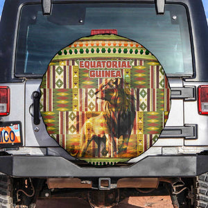 Equatorial Guinea Spare Tire Cover - Lion Print and Traditional African Kente Patterns