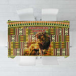 Equatorial Guinea Tablecloth - Lion Print and Traditional African Kente Patterns